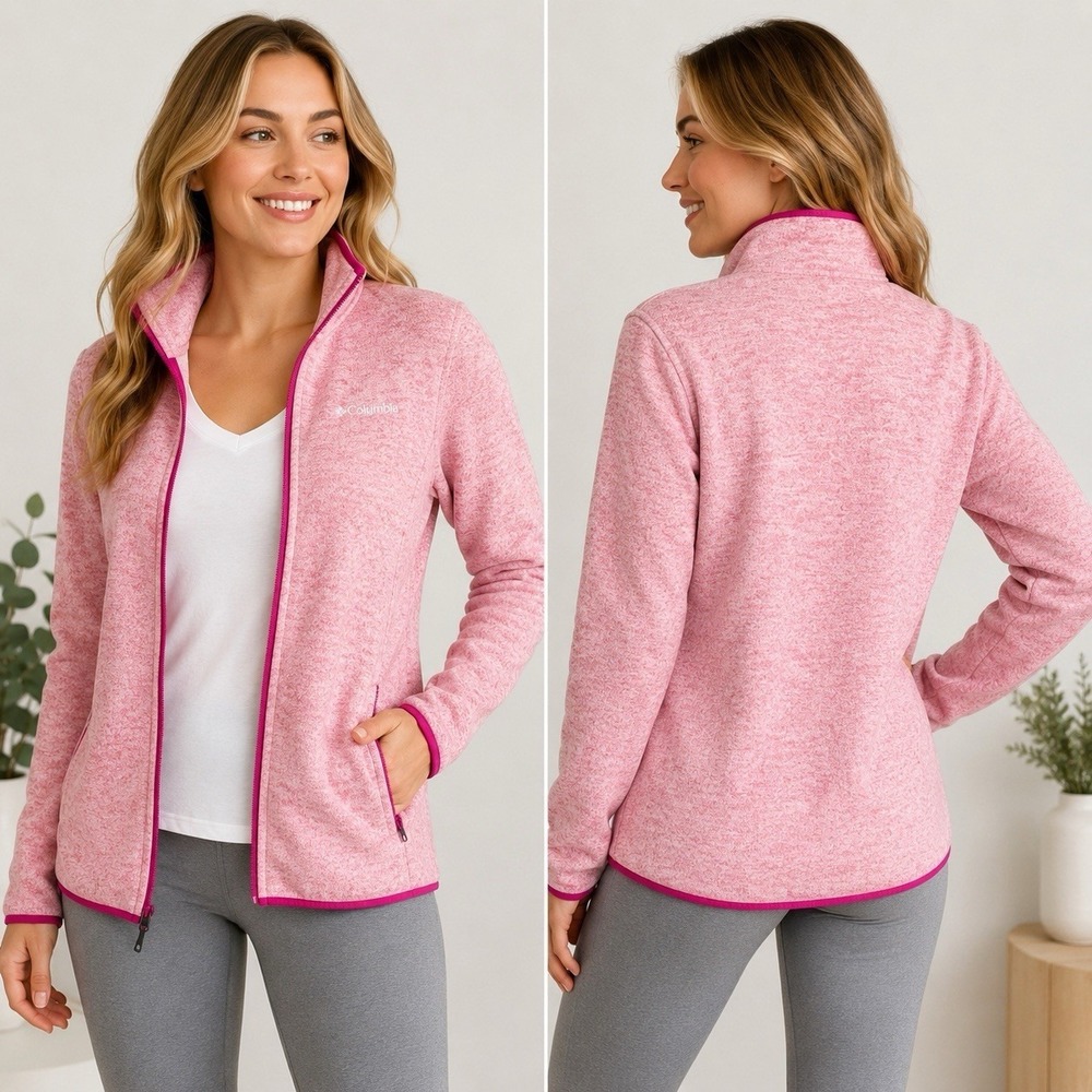 COLUMBIA FLEECE JACKET  Pink Salmon Benton Springs Extra Long Sleeves Women's XL